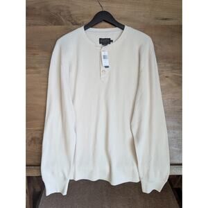 Pendleton Henley Sweater Mens XL Beige Ribbed Knit Super Soft Long Sleeve NWT